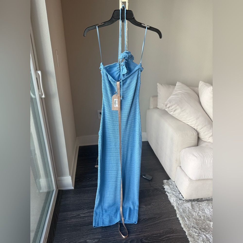 NWT Meshki Blue Crochet Maxi Dress, XS - Picture 6 of 7
